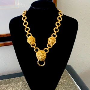 KJL Stately Bold Lion Statement Necklace